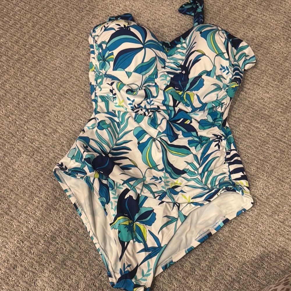Strapless Floral One-Piece Swimsuit